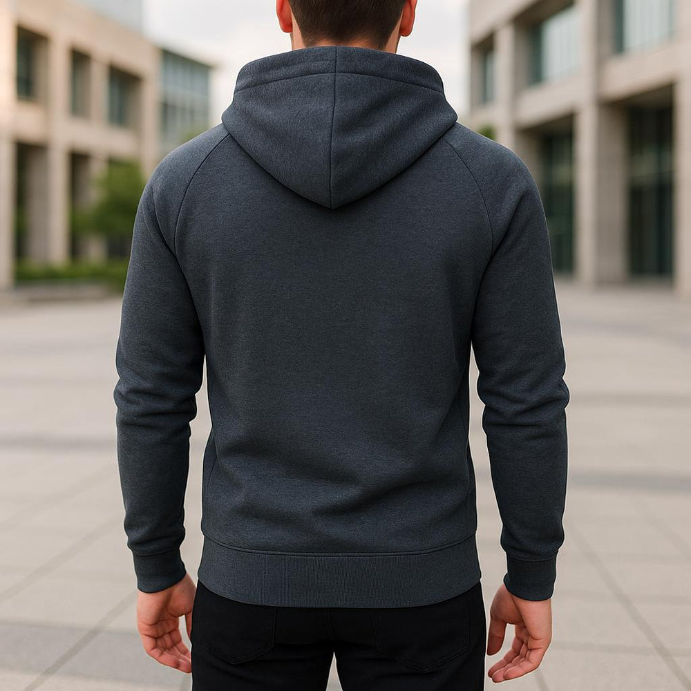 Men's Brushed Fleece Crossover Hoodie, Concealed Zip Sweatshirt