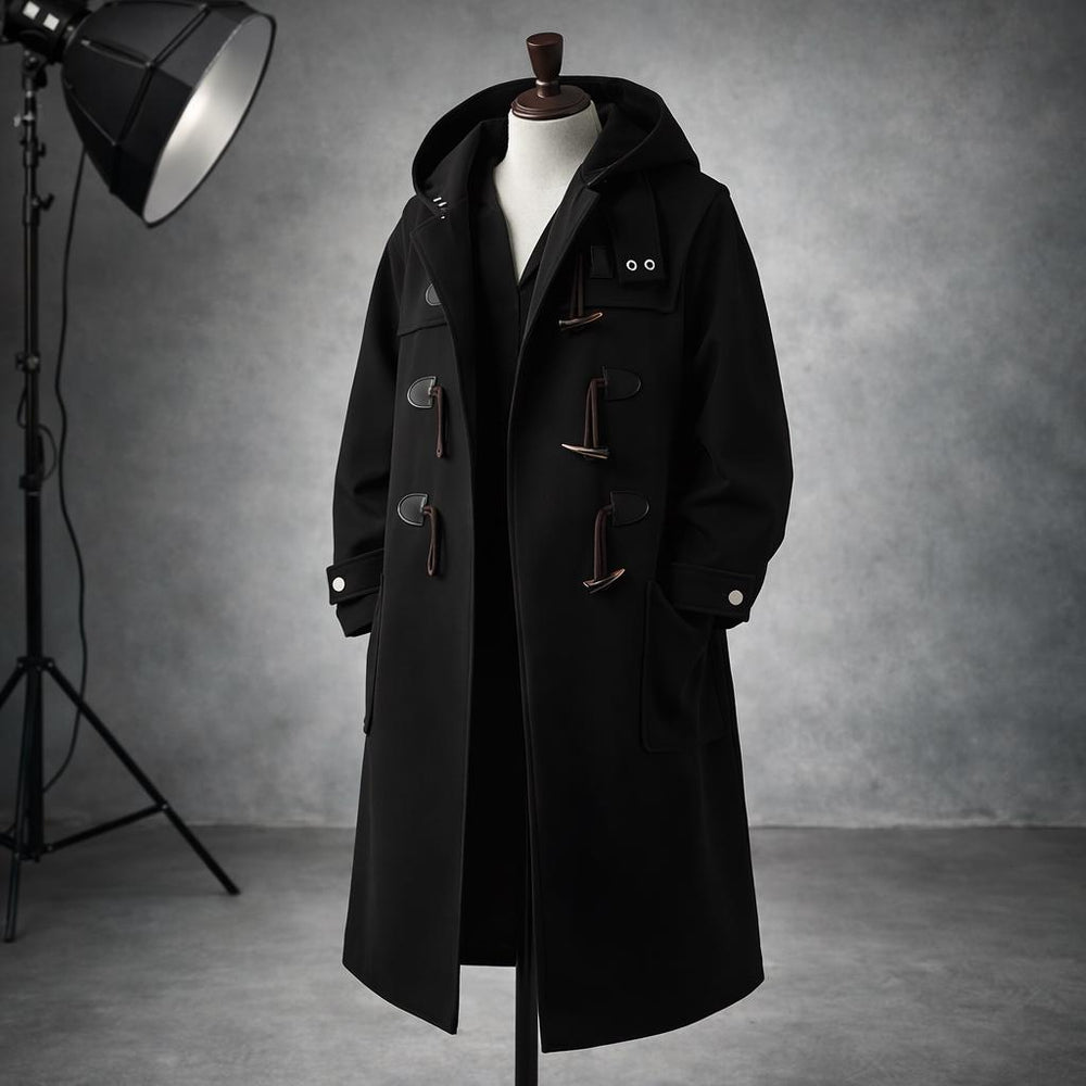 Men's Hooded Duffle Coat, Toggle-Front Longline Winter Coat