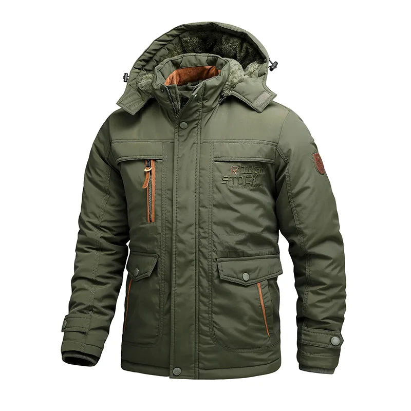 Men's Padded Fleece-Lined Parka, Detachable-Hood Winter Jacket