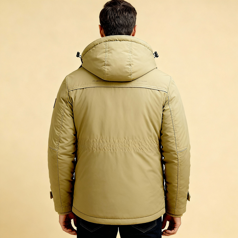Men's Padded Fleece-Lined Parka, Detachable-Hood Winter Jacket