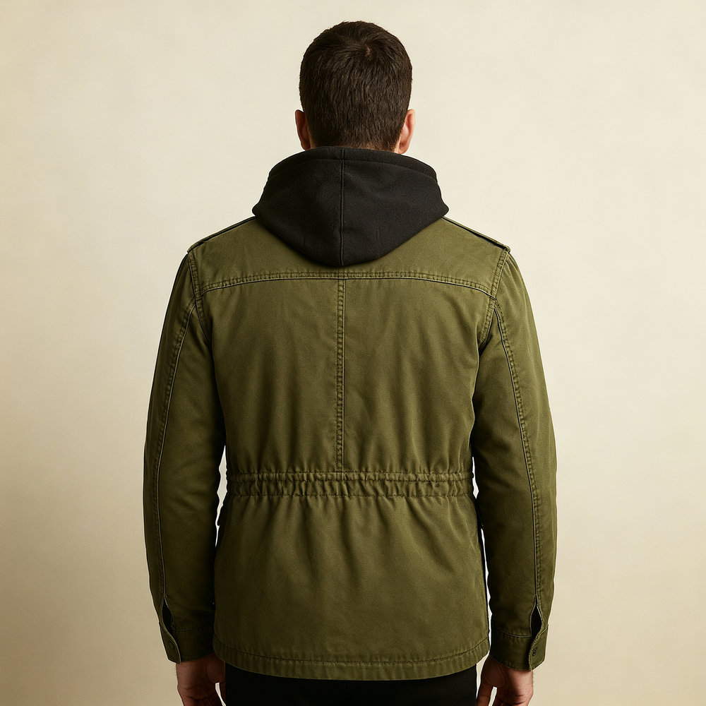 Men's Woven Field Jacket, Drawcord-Waist Four-Pocket Shell