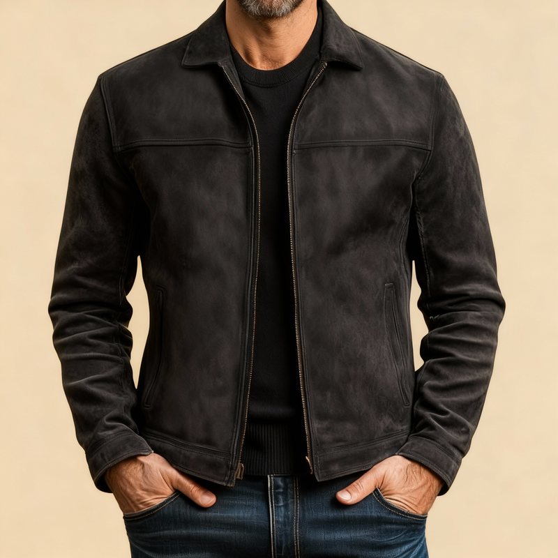 Men's Woven Zip-Up Jacket, Layering Outerwear Shell