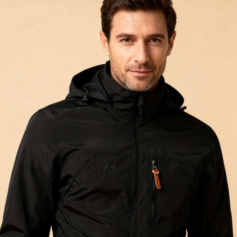 Men's Hooded Zip Shell Jacket, Lightweight Woven Windbreaker
