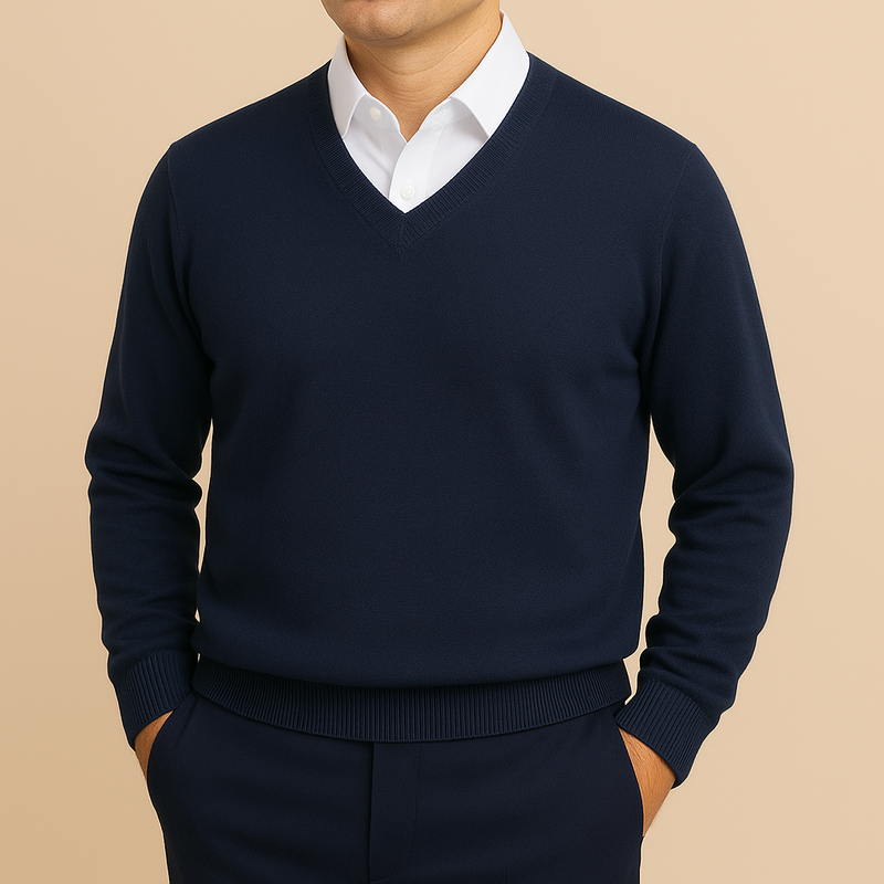 Men's Knit V-Neck Pullover, Everyday Sweater Layer