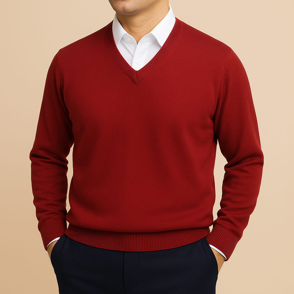 Men's Lightweight V-Neck Sweater, Trim Fit for Shirt Layering