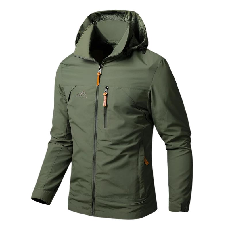 Men's Hooded Zip Shell Jacket, Lightweight Woven Windbreaker