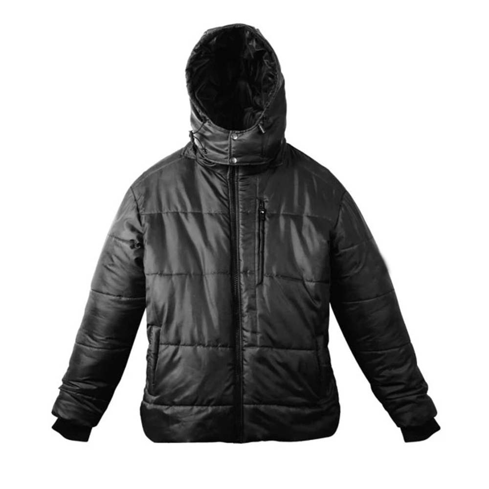 Men's Baffle Puffer Jacket, Detachable Plush-Lined Hood