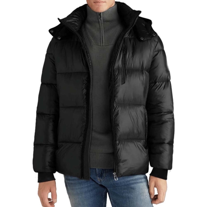 Men's Padded Puffer Wrap Coat, Cold-Weather Woven Winter Jacket